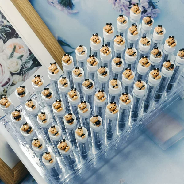 Cartoon cat grafted false eyelash test tube brush, individually packaged, portable disposable crystal makeup brush