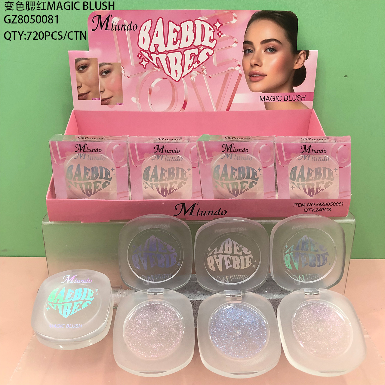 Transfronterizo Miduo cálido rubor cristal transparente que cambia de color crema de rubor de alto brillo maquillaje nude natural colorete rubor