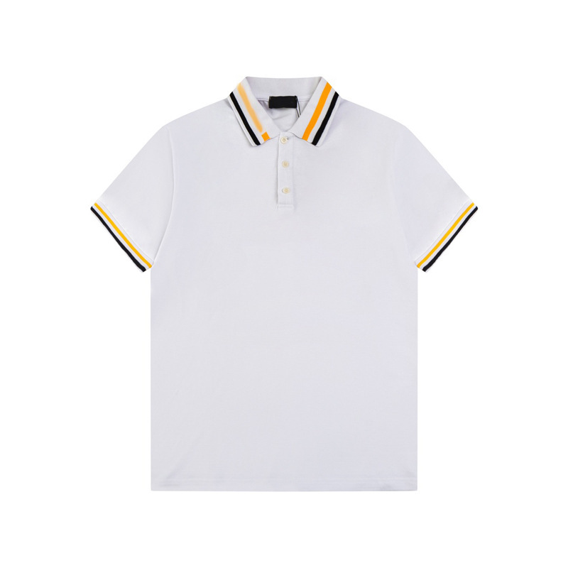2024 New Arrival White Polo Shirt Men's White T-Shirt Summer Striped Short Sleeve Polo Collar T-Shirt with Collar for Men