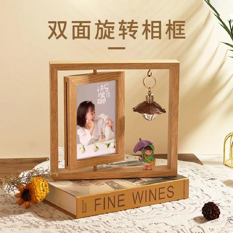 6inch Nordic desktop rotating display stand gift decoration photo frame for Qixi Festival, couples, and friends, creative double-sided photo frame 6inch Nordic desktop rotating display stand gift decoration photo frame for Qixi Festival, couples, and friends, creative double-sided photo frame