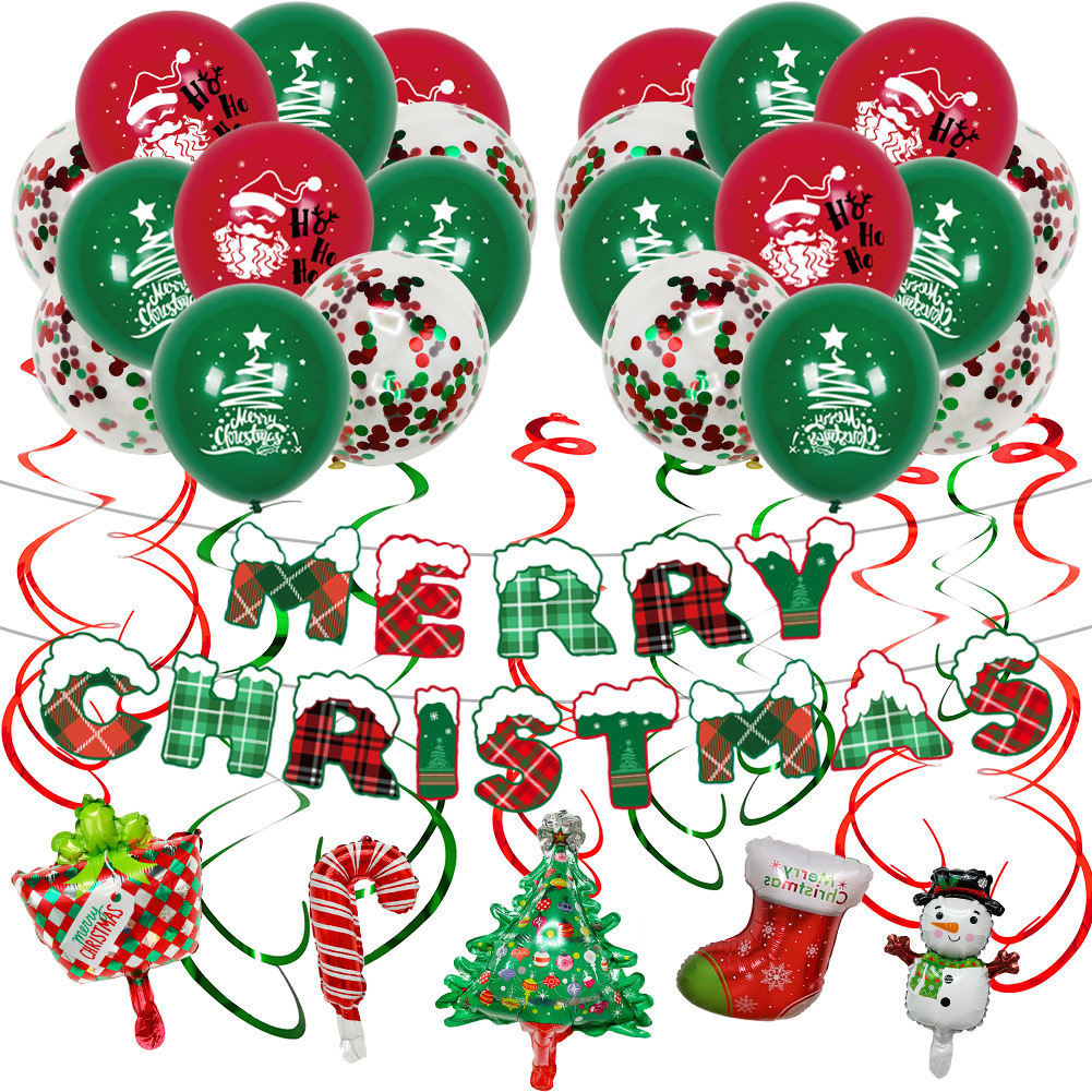 2024 Paquete de globos de Navidad nuevo tire bandera adornos en espiral globo de Navidad