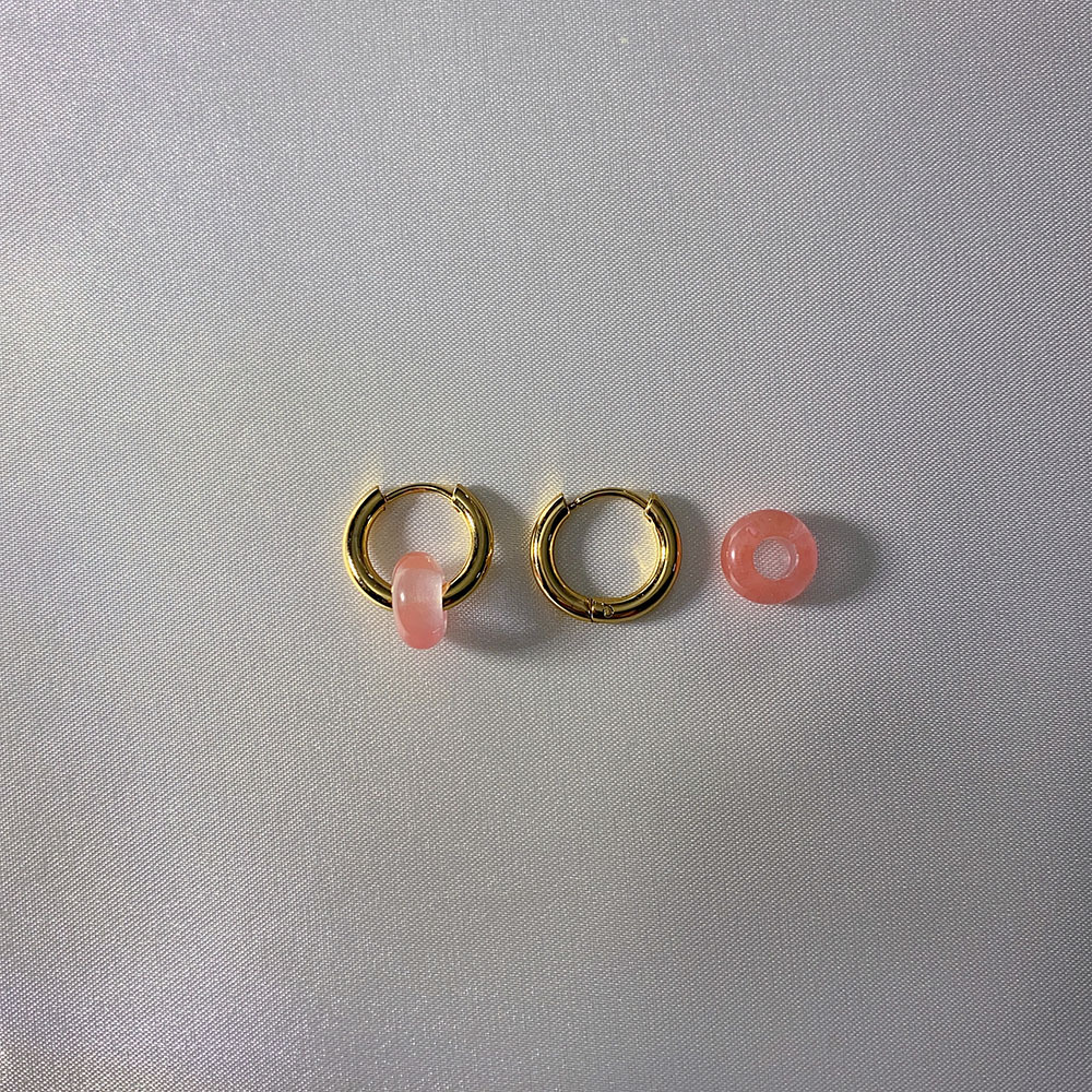 13g Weight PVD Coated Gold Plating Process PVD Coated 18K Gold Plated Round 302 Stainless Steel Natural Stone Elegant Waterproof Non Tarnish Earrings