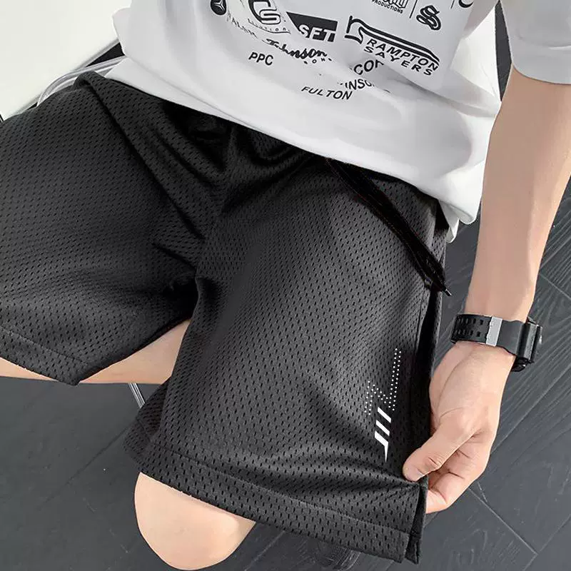 Шорты Мужские летние ледяные шелковые сетчатые брюки быстрые сухие и дышащие свободные шорты Мужские спортивные и повседневные большие брюки