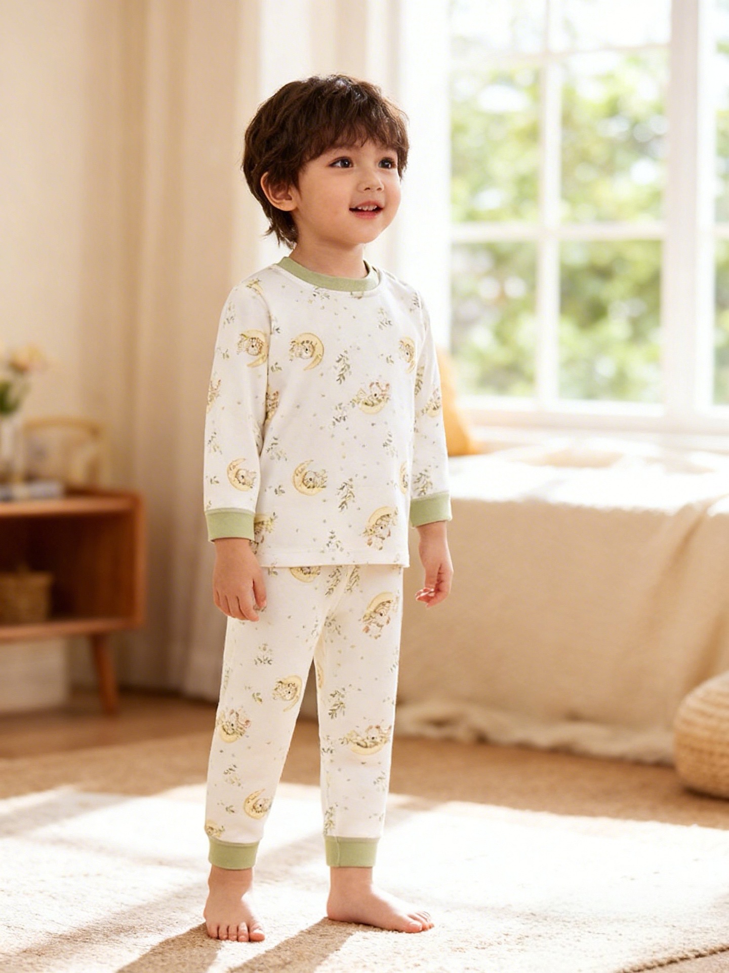 Anyang algodón infantil ropa interior set primavera primavera primavera otoño pijamas de manga larga bebé ropa infantil