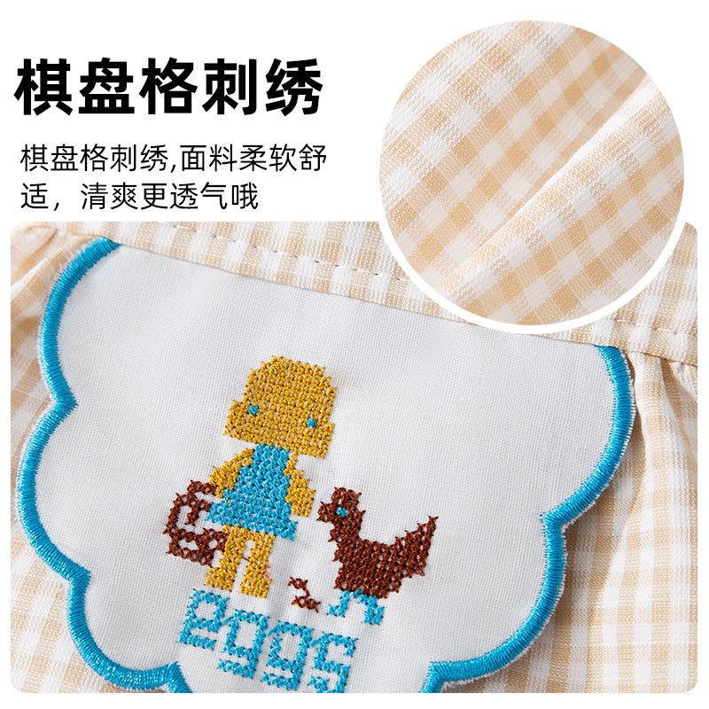 Vestido de perro de verano, tablero de ajedrez, bordado, falda de tirantes de gato, perro pequeño de tamaño mediano, ropa fina para mascotas al por mayor