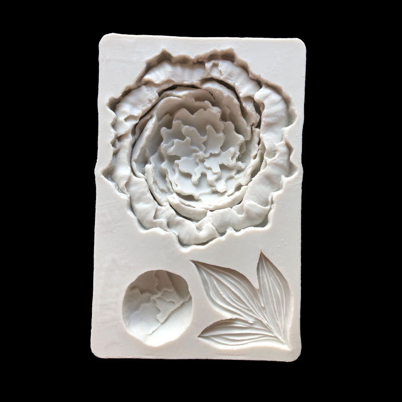 Peonía flor hoja simulación molde de silicona fondant cake decoración epoxi arcilla cerámica suave herramienta