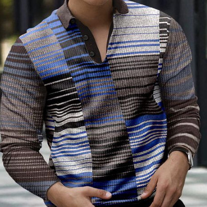 Comercio exterior transfronterizo primavera nuevos hombres de manga larga con botones POLO camisa hombres europeos y americanos moda casual top hombres