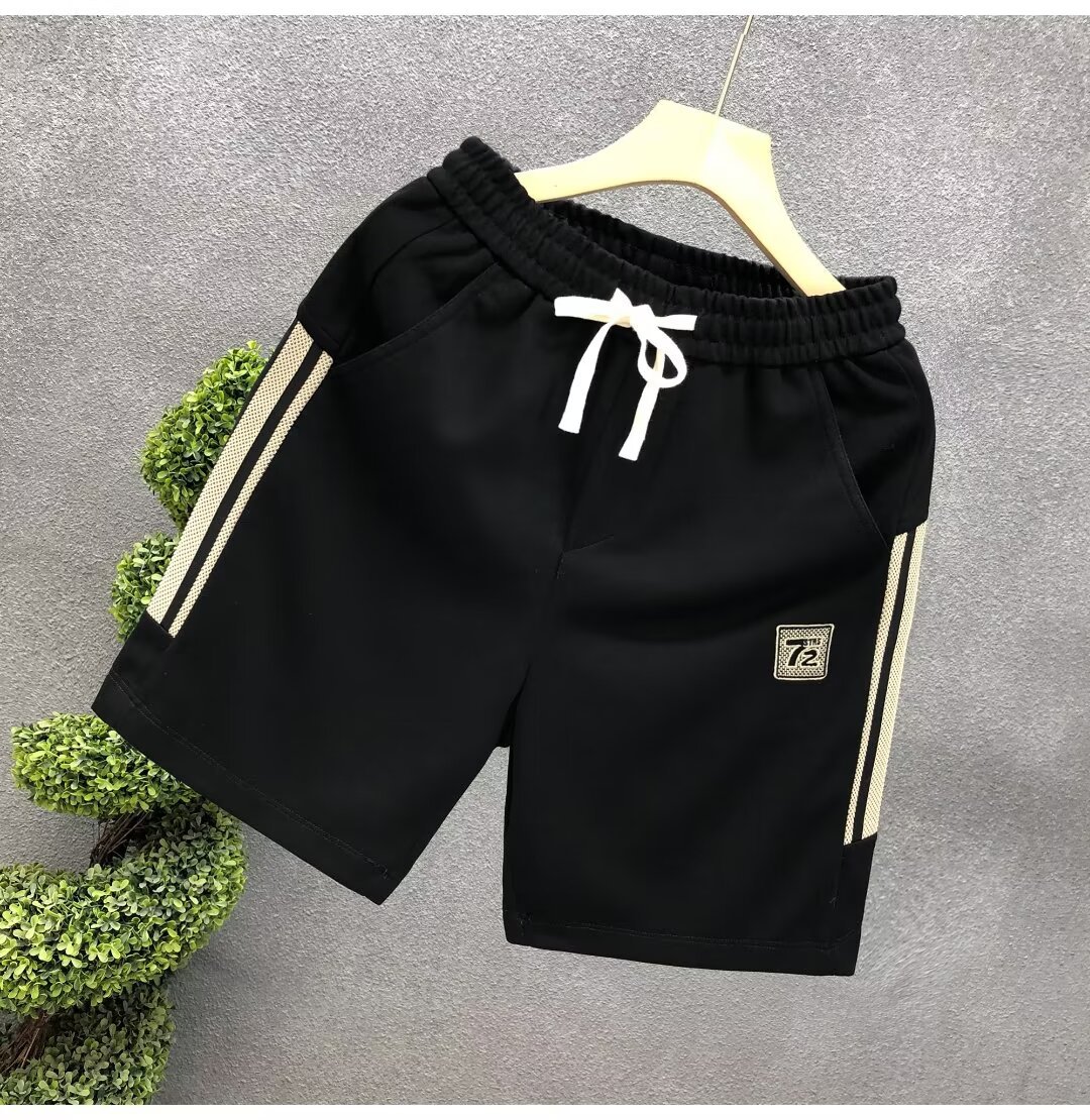 Men's Black Embroidered Casual Shorts Trendy Summer Outerwear Sports Pants New Style_viptrois.com