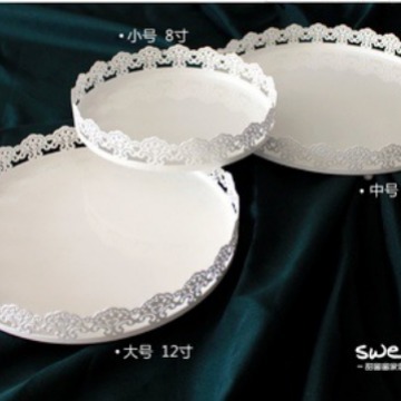 Fábrica directa de hierro forjado estante de pastel de boda platos de pasteles europeos platos de bocadillos West Point estante de exhibición de bandeja