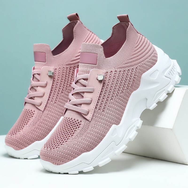 Women's shoes spring new model cross-border shoes breathable sports shoes fly-knit running shoes soft-soled comfortable thick-soled shoes wholesale Women's shoes spring new model cross-border shoes breathable sports shoes fly-knit running shoes soft-soled comfortable thick-soled shoes wholesale