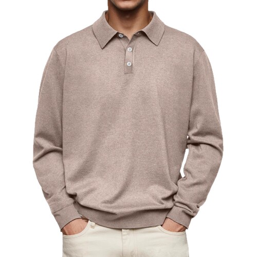 2025 Independent Station Wish Autumn Long-Sleeve V-Neck Button-down Men's Casual Polo Shirt