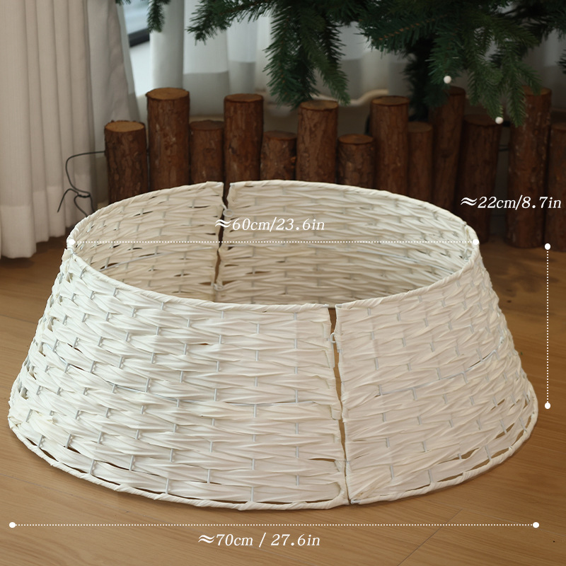 Nuevos árboles de Navidad transfronterizos cercas de base de árbol trenzado a mano canasta de árbol ins falda de árbol de Navidad pie de decoración