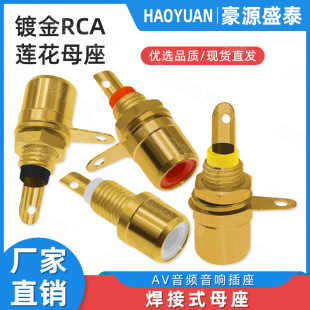 Gold-plated RCA Lotus female panel socket AV audio and video audio speaker power amplifier one-way Lotus female socket