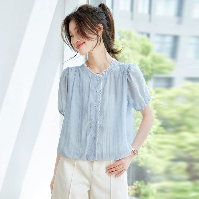 Уникальный дизайнерский модный красивый женский летний тонкий топ с круглым вырезом в новом свежем стиле