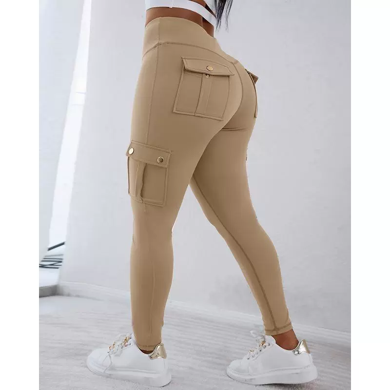⑩T 3004725 AliExpress кроссбордер новые стильные спортивные штаны высокой талией с манжетами и карманами для женщин