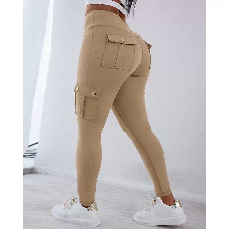 ⑩T 3004725 AliExpress кроссбордер новые стильные спортивные штаны высокой талией с манжетами и карманами для женщин