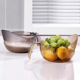 Корзина для домохозяйств с рисом с ручкой бассейн, фруктовый бассейн, рисовое сито, рисовое бассейн, тонкие отверстия, рисовый кухонный артефакт
