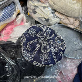 2025新款韩版复古亮片花朵刺绣贝雷帽子女春夏季休闲百搭画家帽潮