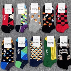 HappySocks彩色襪子男夏季ins潮網紅款短筒外穿街頭潮襪時尚船襪