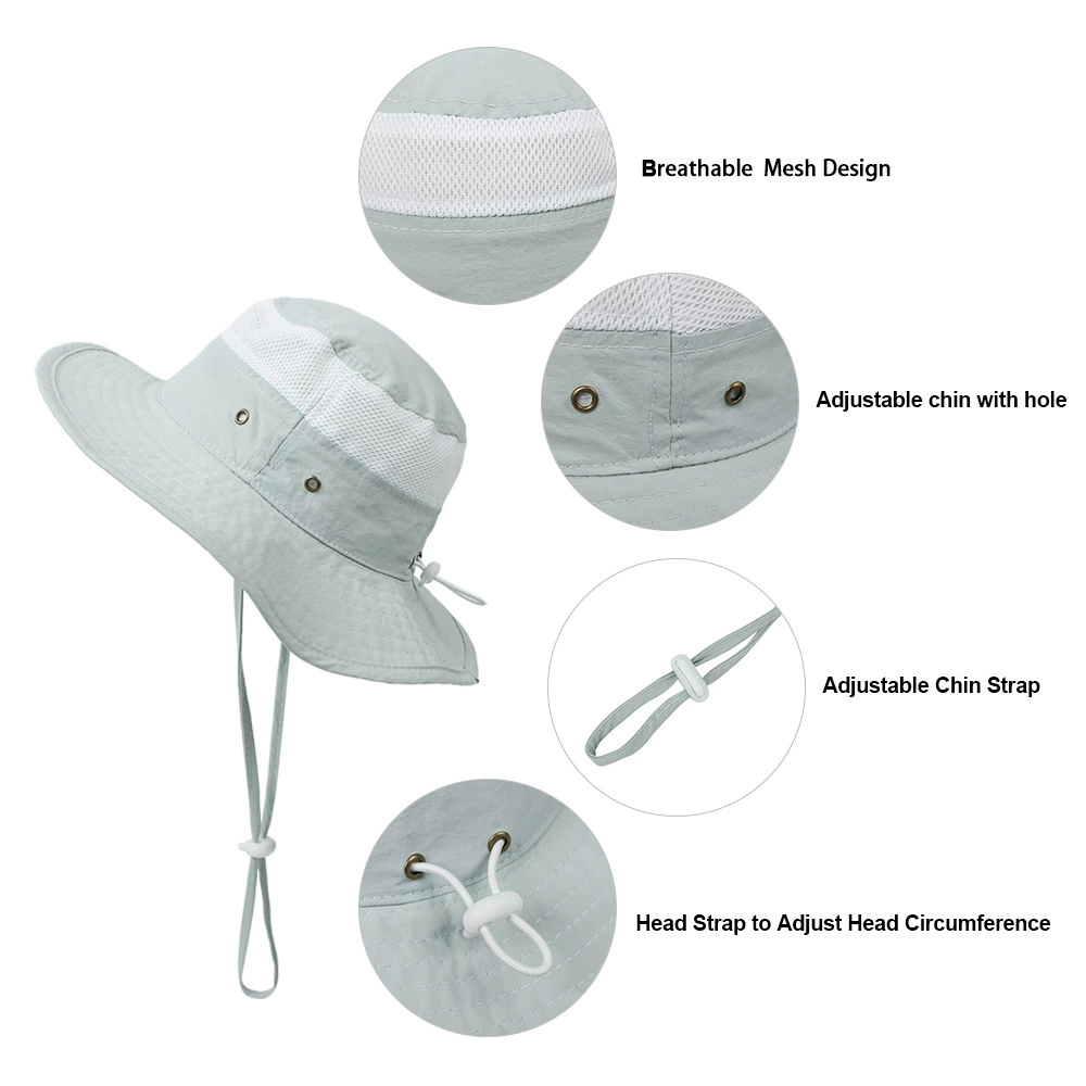 2021 Summer Boonie Bucket Hats For Kids Fisherman Hats With Wide Brim Sun Fishing Bucket Hat Breathable mesh polyester quick cut baby essential 