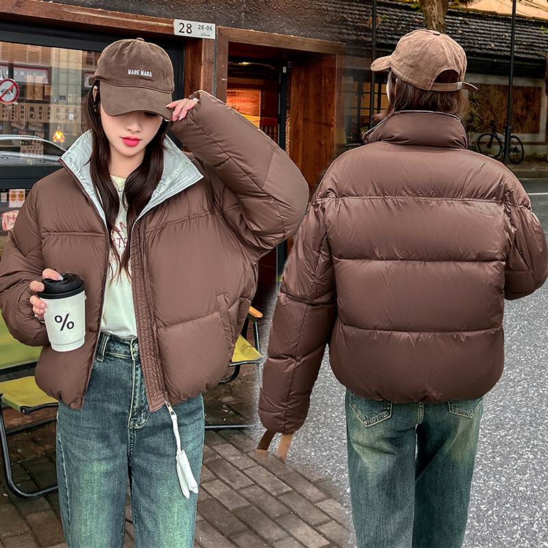 Invierno pluma ropa de algodón mujer 2025 invierno nuevo estilo coreano suelto ropa de pan estudiantil chaqueta de algodón corta abrigo