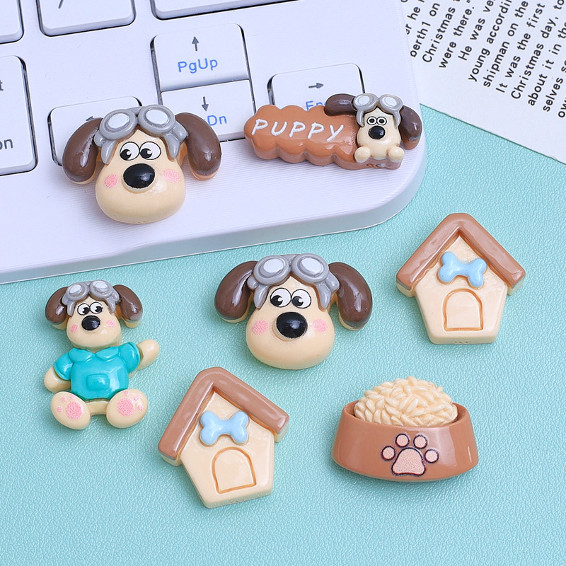 Cartoon Puppy House Cute Handmade DIY Jewelry Cream Glue Resin Small Accessories Hole Shoe Buckle Material Wholesale