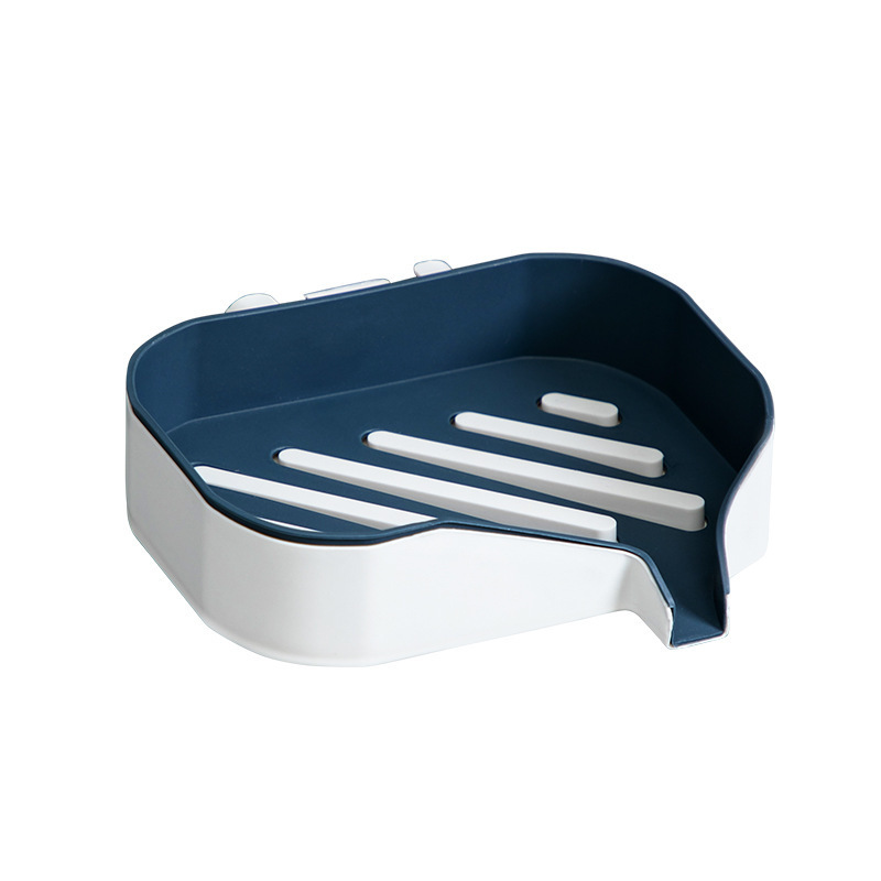 Caja de jabón de doble capa Caja de jabón simple de baño para el hogar sin perforaciones, estante de drenaje para baño en la pared, caja de jabón simple de baño creativo