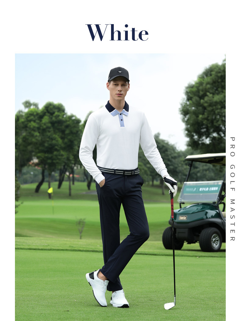 Áo polo nam dài tay golf PGM chất liệu waffle thoáng khí co giãn cao — Tay áo dài màu đen [kết cấu bánh quế/viền xẻ/độ đàn hồi cao ở mọi mặt] YF823 chi tiết 13