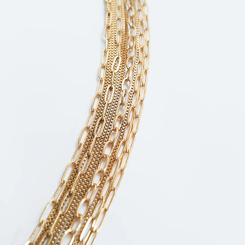 Exaggerated Multi-layer Metal Chain Necklace display picture 5