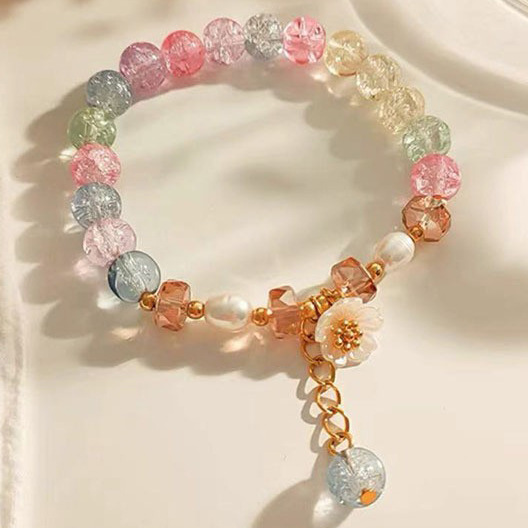 カラフルなイミテーションシェルフラワーブレスレット