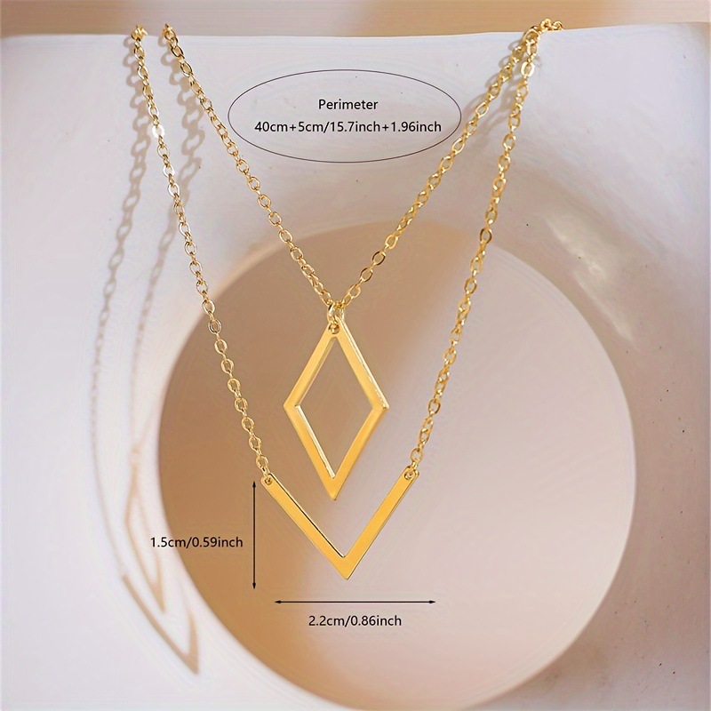 Cross-Border Stainless Steel 14K Gold Plated Fashionable Simple Geometric Pendant Women's Necklace Sweater Chain_voghion.com