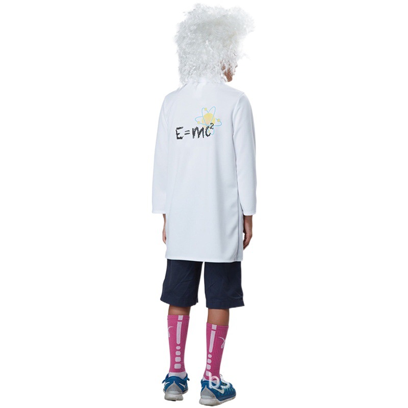 Disfraz de Halloween para niños, bata blanca, disfraz de actuación, físico Einstein, una pieza, envío directo