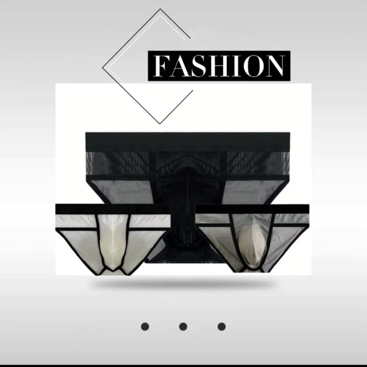 Men's Mesh Transparent Briefs with Large Pouch, Breathable and Sexy Red Thin Style