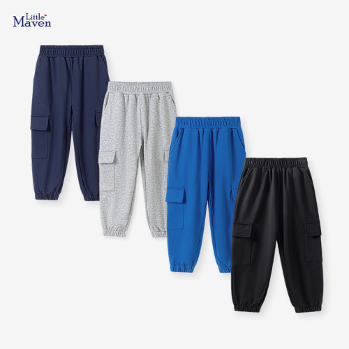 Little Maven International Trade Children's Pants for Boys Work Pants Autumn Children's Pants Solid Color Fashion Children's Pants
