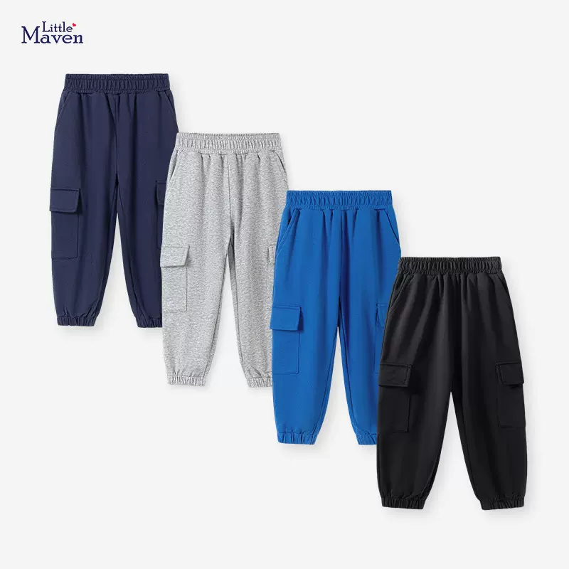 Little maven跨境外贸童装 男童工装裤 秋季儿童裤子纯色时尚童裤