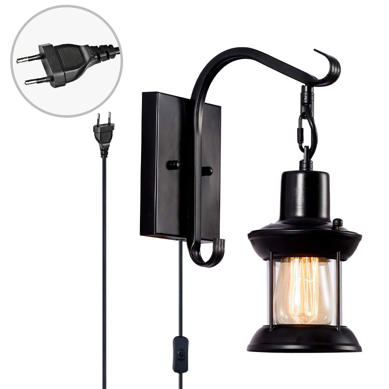 Explosión transfronteriza Zhongshan dedicada al estilo industrial americano retro lámpara de caballo lámpara de pared interruptor de enchufe corredor restaurante balcón