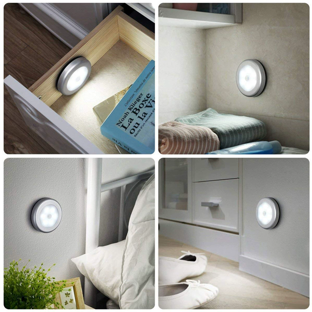 Motion Sensor Night Light, Smart Human-Induction Round Lamp, Battery-Powered, Small 8 cm