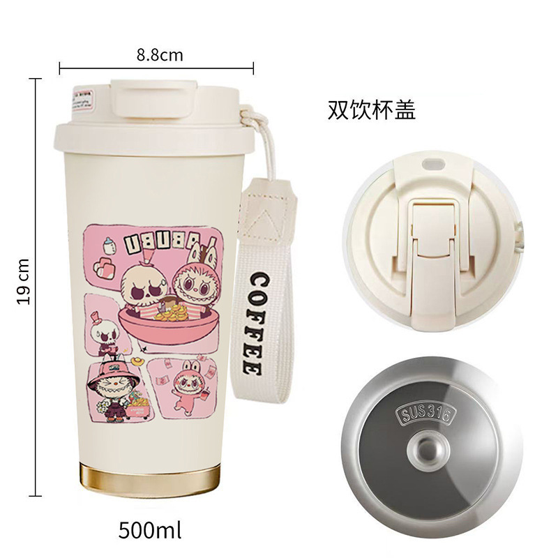 304ステンレス製スズラン保温カップ、可愛いコーヒーカップ、高見えする女性用携帯車載カップ、漫画風ウォーターカップ|undefined