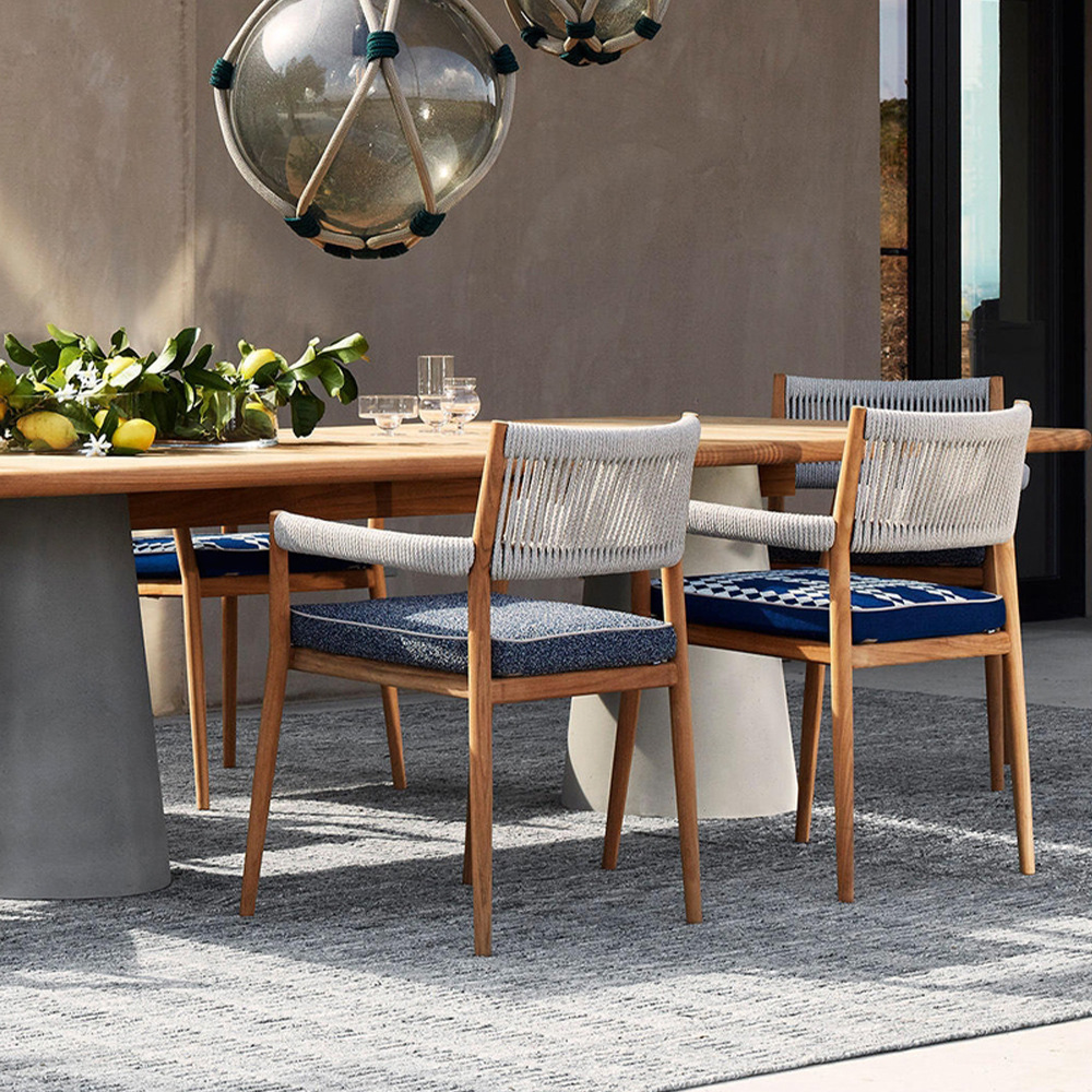 Outdoor leisure table and chairs, teak restaurant courtyard, open-air waterproof sunshade sunroom, solid wood outdoor table and chair furniture