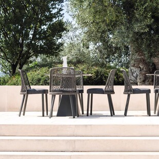 Outdoor Tables and Chairs Balcony Yard Garden Aluminum Alloy Dining Chairs Outdoor Drawstring Chairs Courtyard Rattan Waterproof Sun Protection Chairs