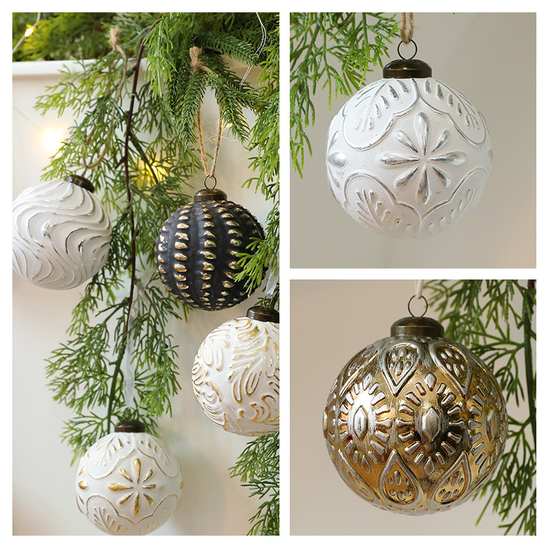 Colgante de Bola de Navidad Estilo Retro de Plástico Decorativo para Navidad y Fiestas