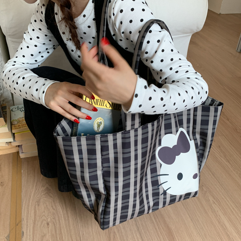귀여운 대용량 kitty 고양이 토트 가방 여자 2025 신형 서양식 호피 무늬 달콤