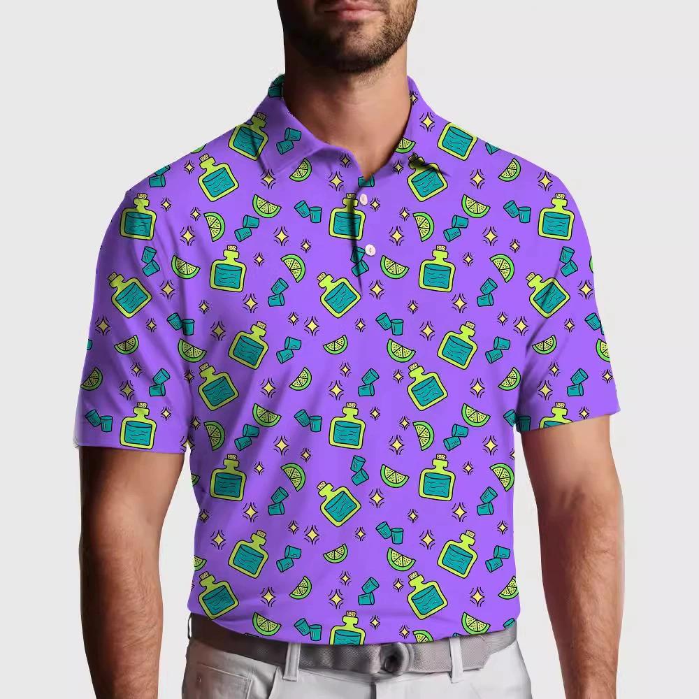 Рубашка-поло для гольфа с американским флагом, мужская одежда с короткими рукавами, Спорт на открытом воздухе, отдых, цифровая печать, трансграничная