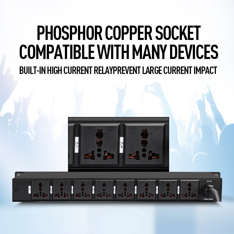 8-Channel Professional Sequencer Stage Controller Forward And Reverse Switch Power Filter Protection Manager_voghion.com