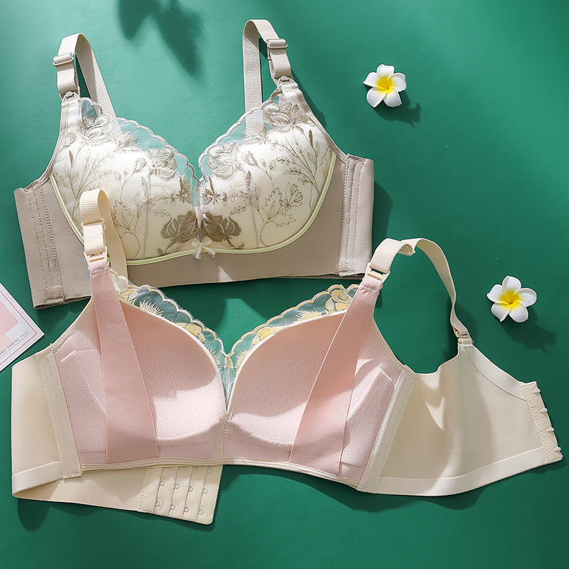 Nueva ropa interior de enfermería encaje bordado push-up inalámbrico pecho-cierre superior hebilla sujetador de enfermería sujetador ajustable
