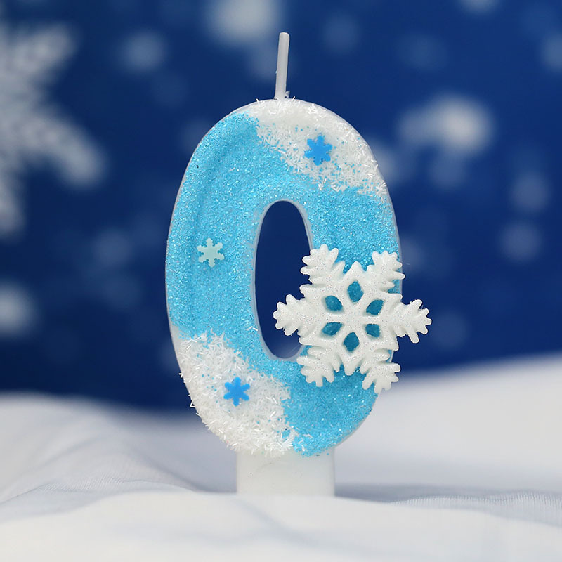 白と青の大きな雪の結晶クリエイティブデジタル誕生日キャンドル新しいアマゾンクロスボーダーホットセール誕生日パーティーの装飾キャンドル|undefined
