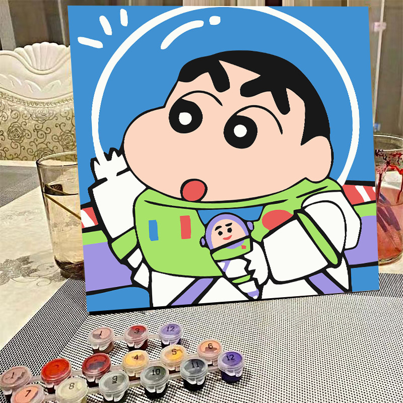 デジタル油絵diyの塗り絵の子供は漫画のアニメを埋めて色を塗ります。|undefined