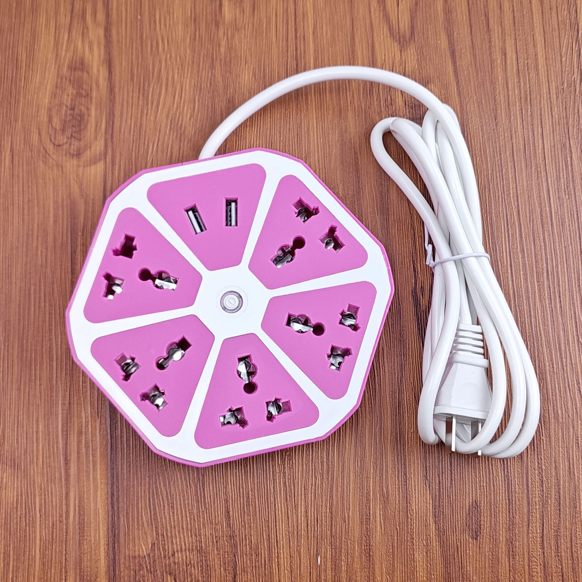Creativa flor de ciruela USB caja de cartón de agujero universal con enchufe de cable fruta hexagonal redondo enchufe de fila africana al por mayor placa de enchufe