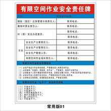 有限空间作业安全告知牌 进入受限空间注意事项应急措施操作规章