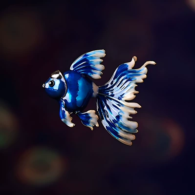 Yaxa sancaqları High-end Female Temperament Enamel Colored - gold-blue-goldfish
